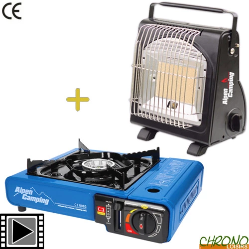 Pack Alpen Camping Chauffage + Réchaud Portable 1 Pack Alpen Camping Chauffage + Réchaud Portable