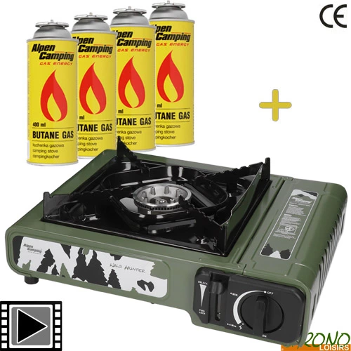 Pack Alpen Camping Réchaud Portable Wild Hunter + 4 Gaz 1 Pack Alpen Camping Réchaud Portable Wild Hunter + 4 Gaz