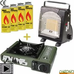 Pack Alpen Camping Chauffage + Réchaud Portable Wild Hunter + 4 Gaz
